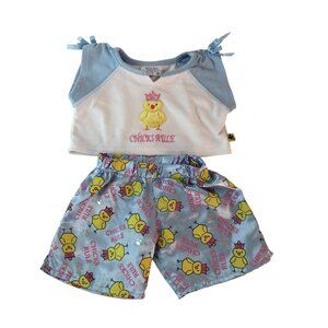 Build A Bear Clothes Blue Chicks Rule Pajamas Outfit Hen Crown Shirt Satin Pants
